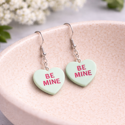 Be Mine Heart Earrings - Light Green