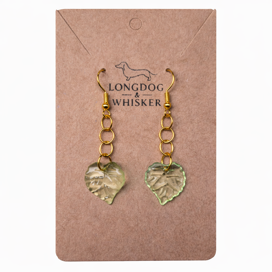 Leaf Earrings - Gold Hooks