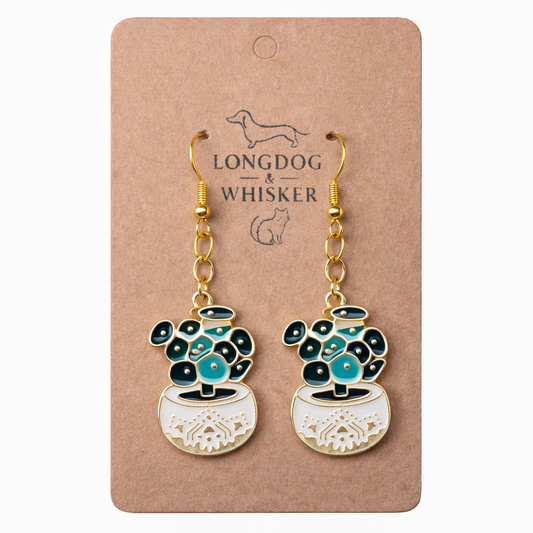 Coin Leaf Plant Pot Earrings