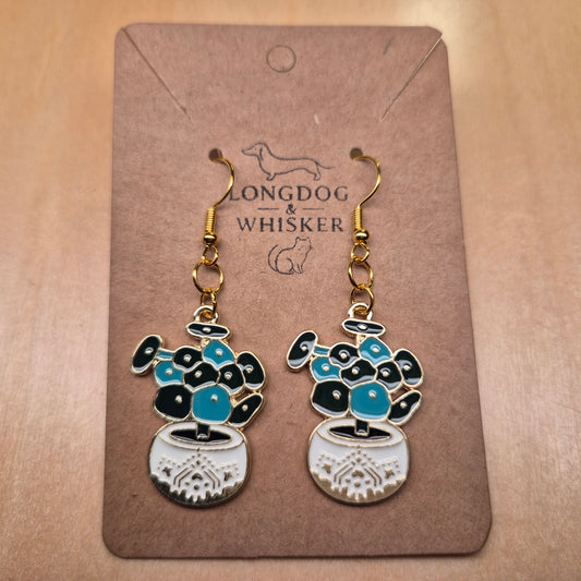 Coin Leaf Plant Pot Earrings