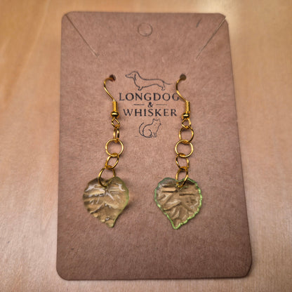 Leaf Earrings - Gold Hooks