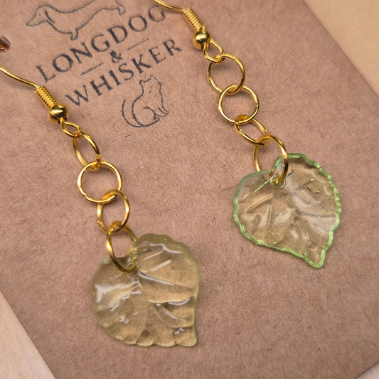 Leaf Earrings - Gold Hooks