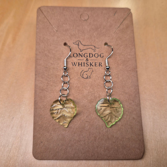 Leaf Earrings - Silver Hooks