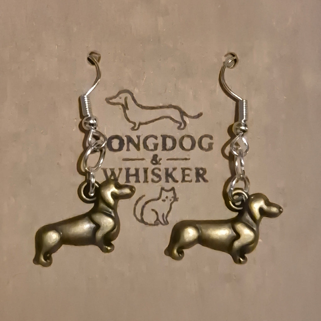 Sausage Dog Earrings - Bronze