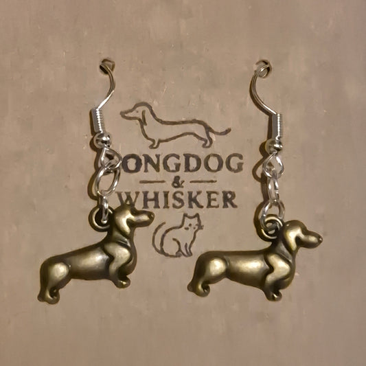 Sausage Dog Earrings - Bronze