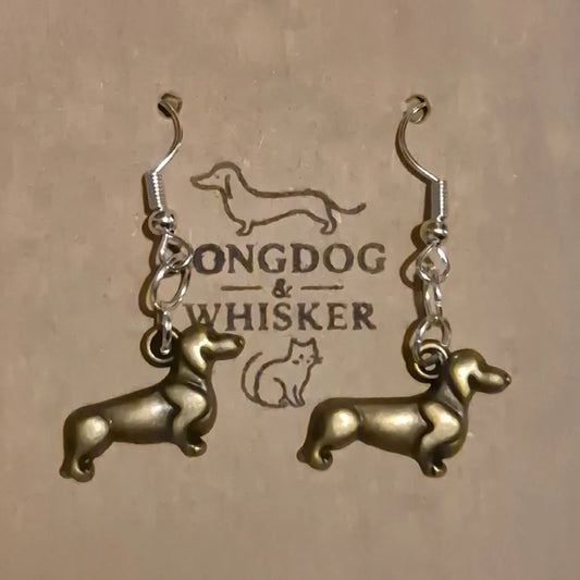 Sausage Dog Earrings - Bronze