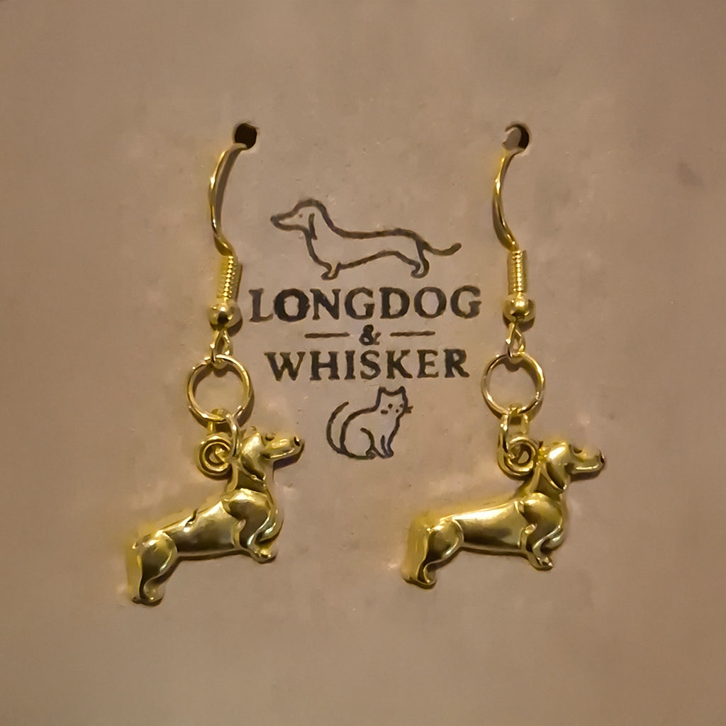 Sausage Dog Earrings - Gold