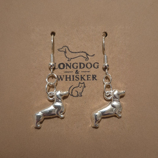 Sausage Dog Earrings - Silver