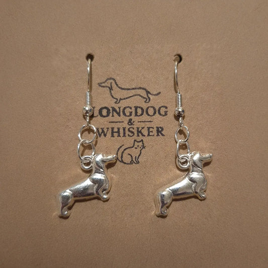 Sausage Dog Earrings - Silver