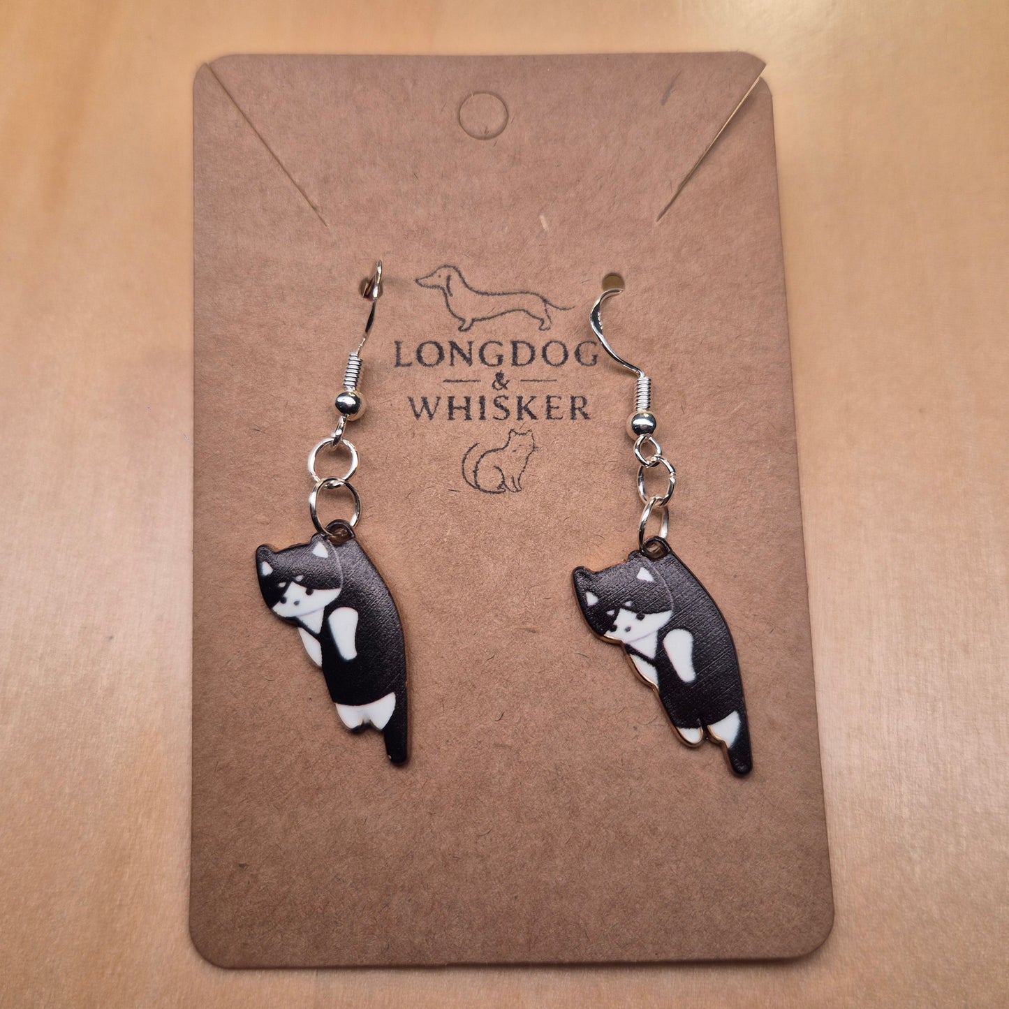Scruffles Cat Earrings - Black & White