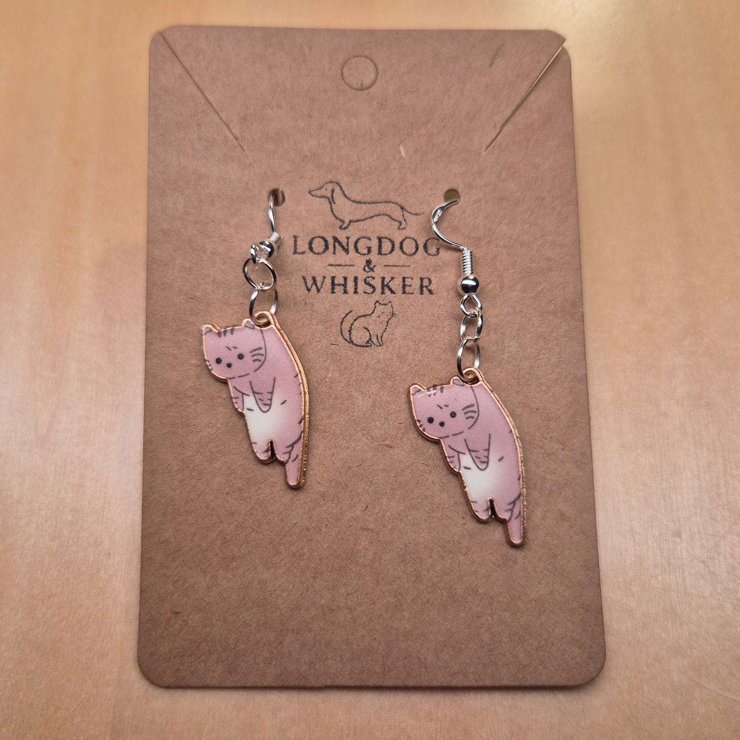 Scruffles Cat Earrings - Brown