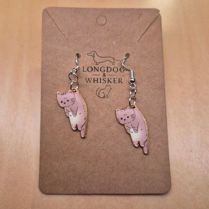 Scruffles Cat Earrings - Brown