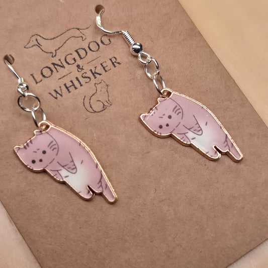 Scruffles Cat Earrings - Brown