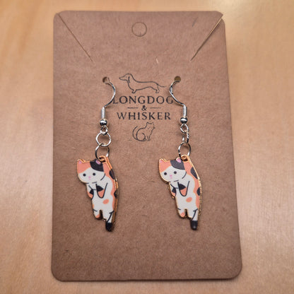 Scruffles Cat Earrings - Calico
