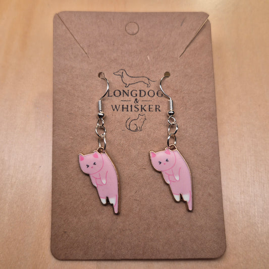 Scruffles Cat Earrings - Pink