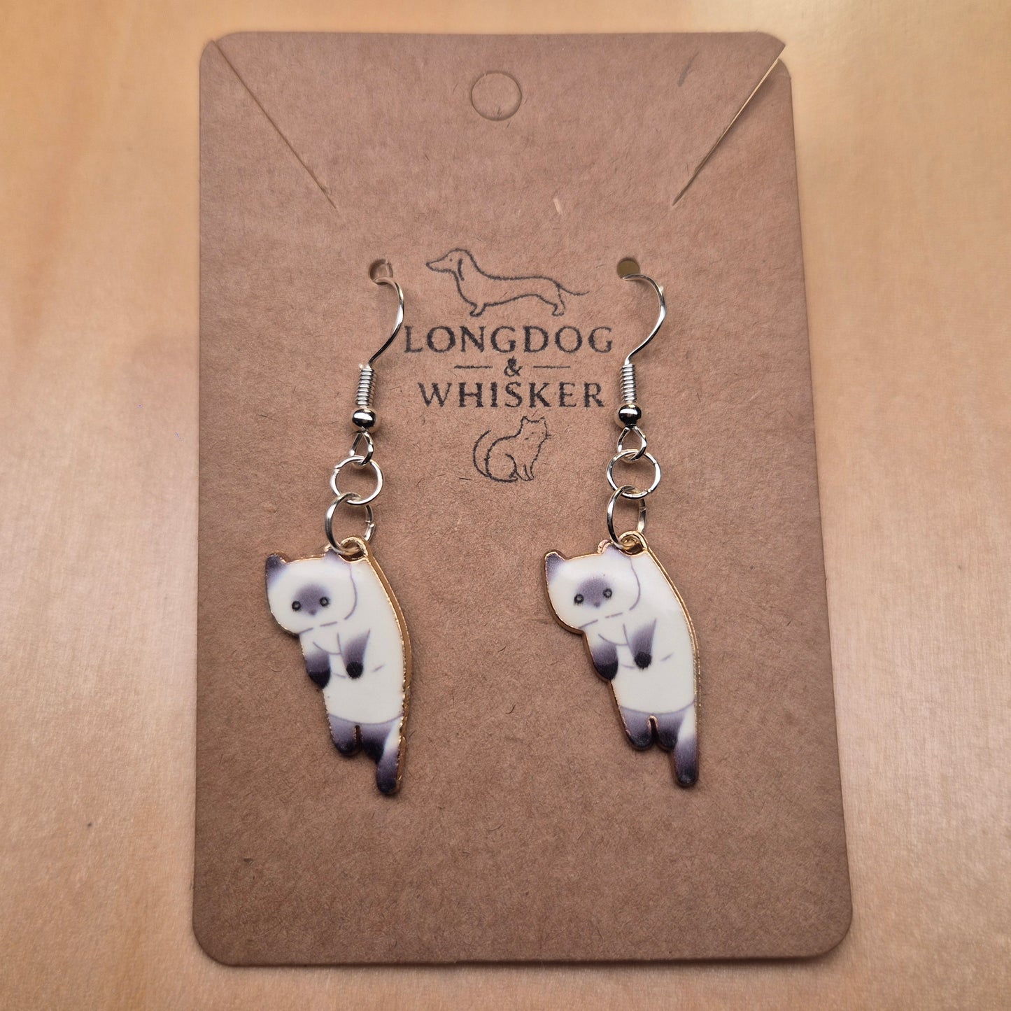 Scruffles Cat Earrings - White