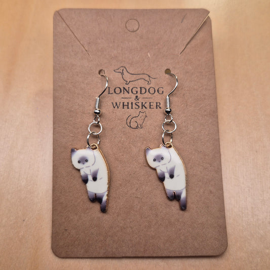 Scruffles Cat Earrings - White