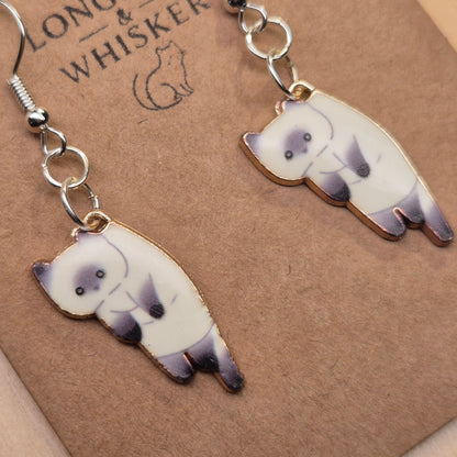 Scruffles Cat Earrings - White