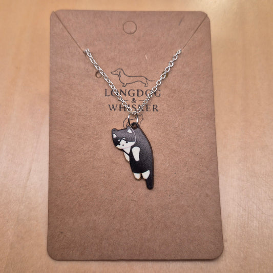 Scruffles Cat Necklace - Black & White