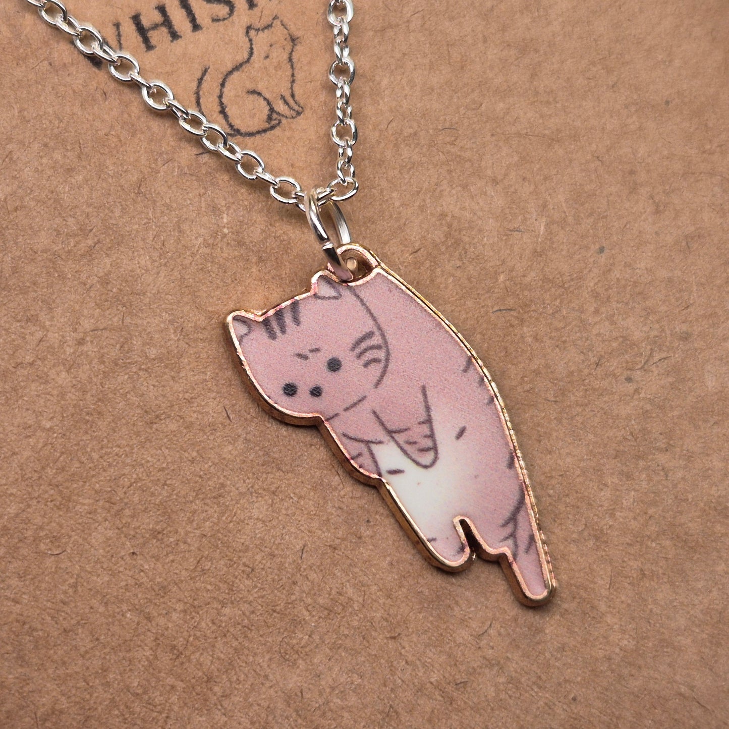 Scruffles Cat Necklace - Brown