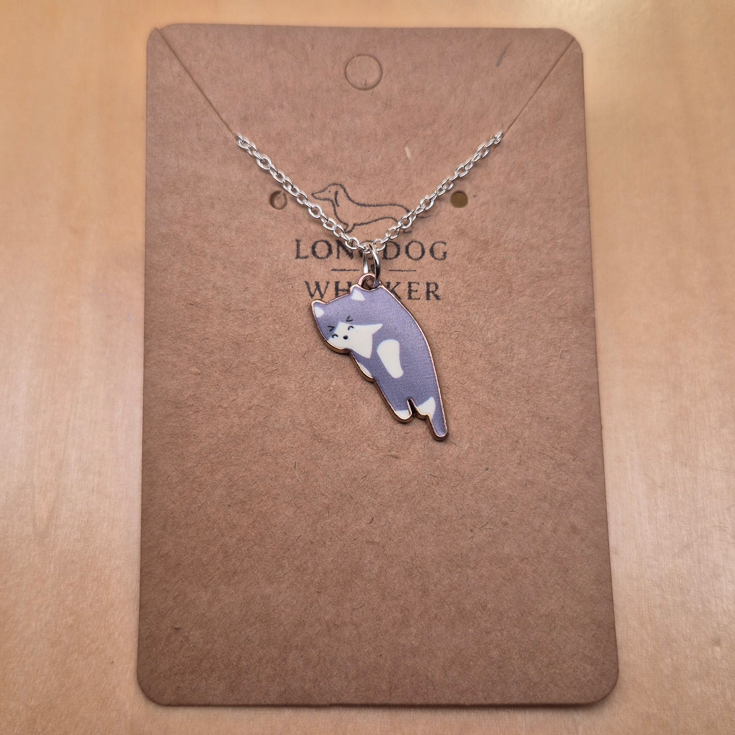 Scruffles Cat Necklace - Grey