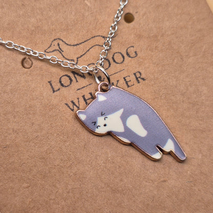 Scruffles Cat Necklace - Grey