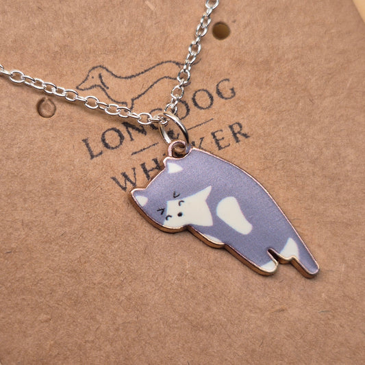 Scruffles Cat Necklace - Grey