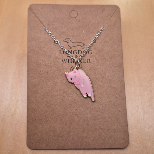 Scruffles Cat Necklace - Pink