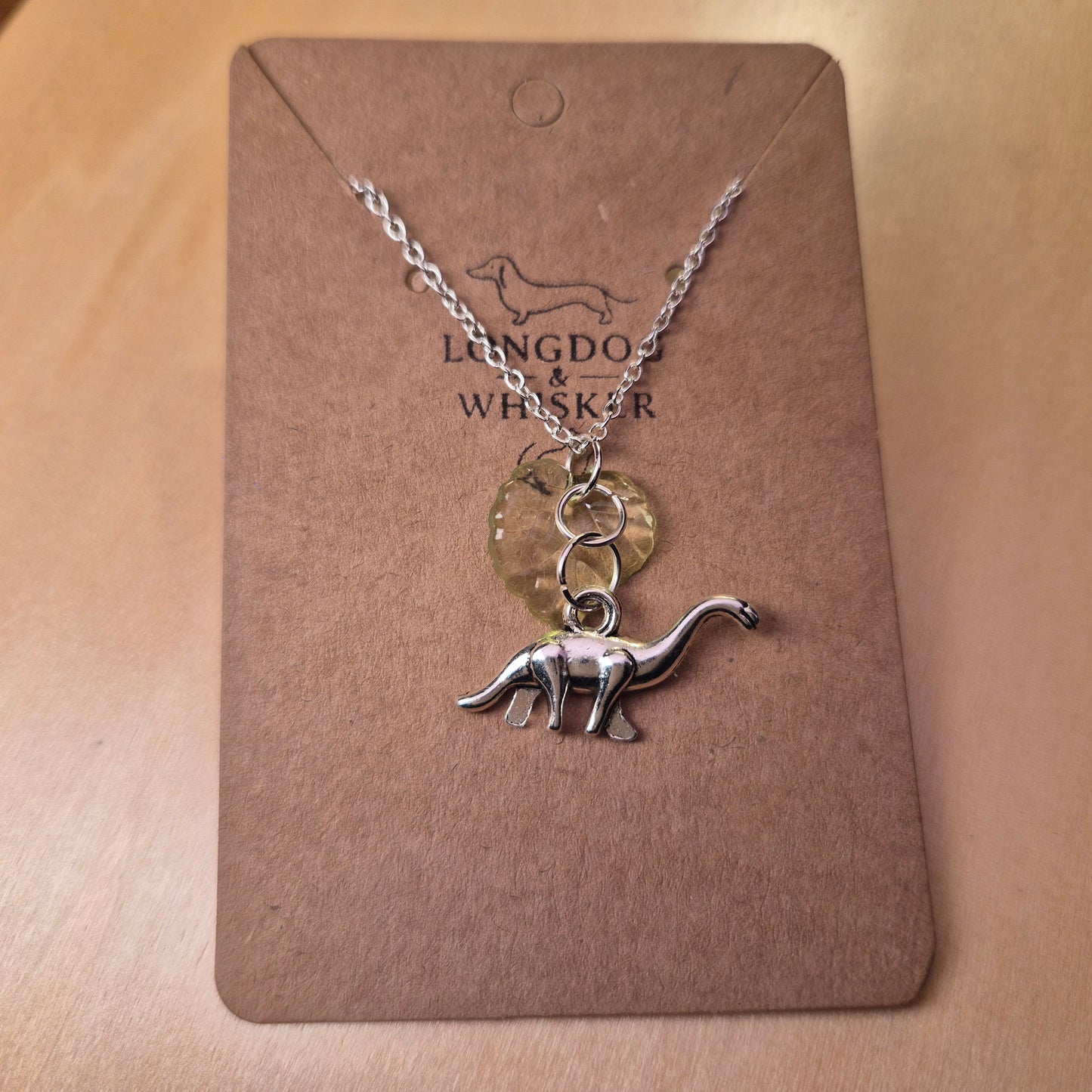 Silver Brontosaurus Dinosaur Necklace