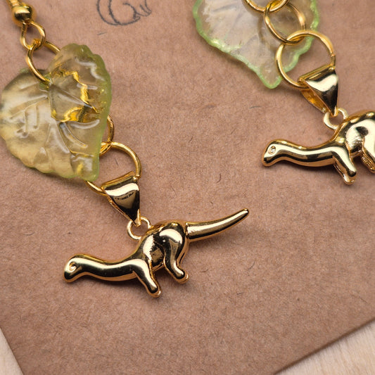 Small Dippy Dinosaur Earrings - Gold Hook