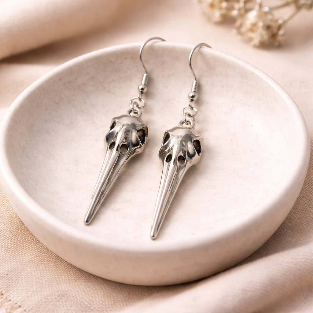 Bird Skull Earrings - Design 1