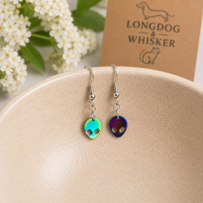 Alien Earrings displayed in a lifestyle product photo