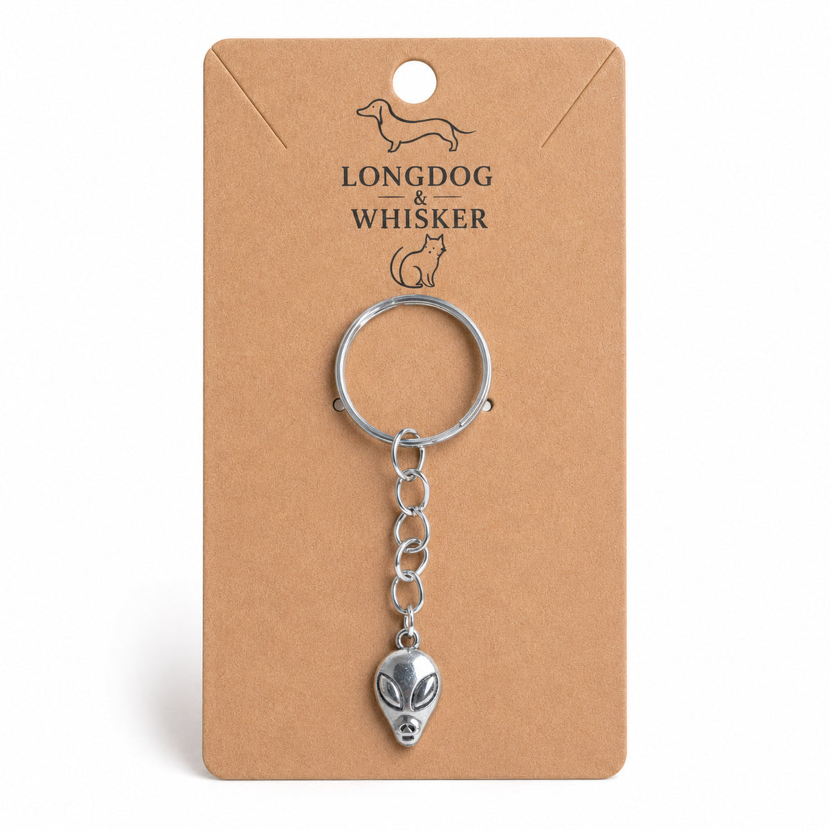Alien head key chain bag charm on Longdog & Whisker product card