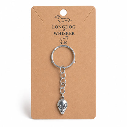Alien head key chain bag charm on Longdog & Whisker product card