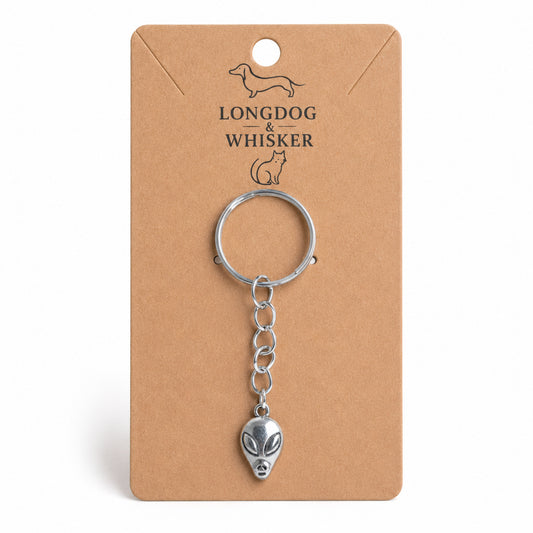Alien head key chain bag charm on Longdog & Whisker product card