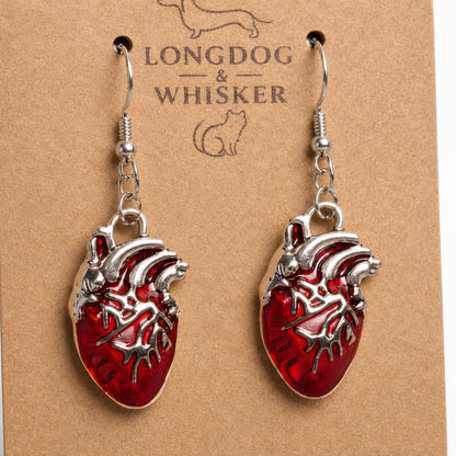 Close-up detail of Anatomical Heart Earrings