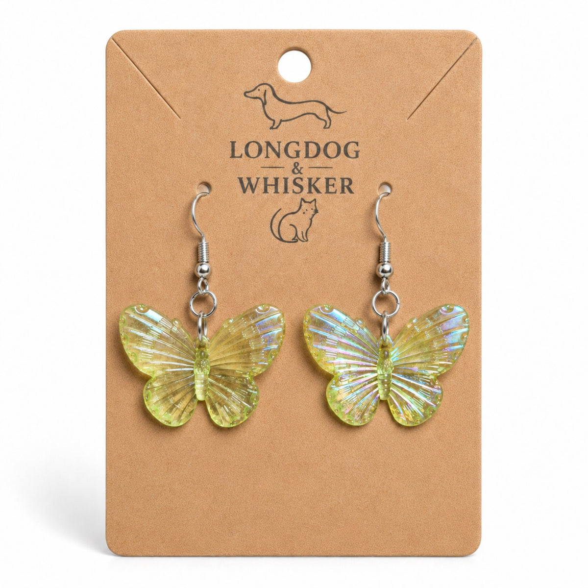 Aurora Butterfly Earrings - Lime Yellow by Longdog & Whisker