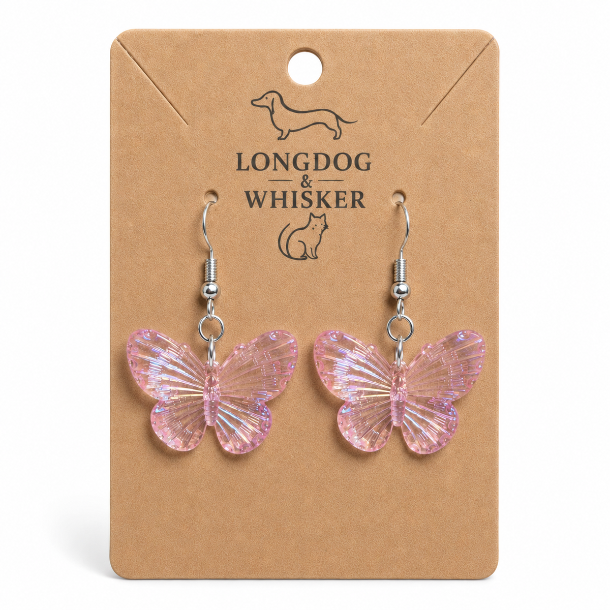Aurora Butterfly Earrings - Pink by Longdog & Whisker