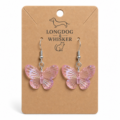 Aurora Butterfly Earrings - Pink by Longdog & Whisker