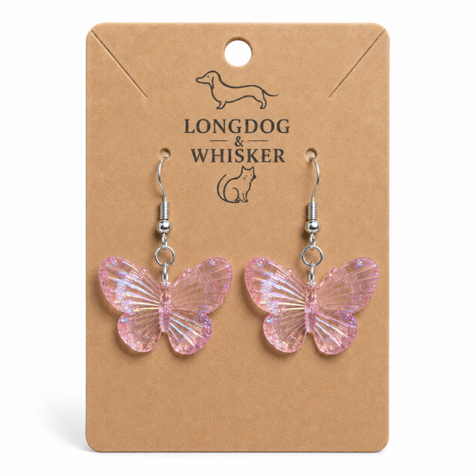 Aurora Butterfly Earrings - Pink by Longdog & Whisker