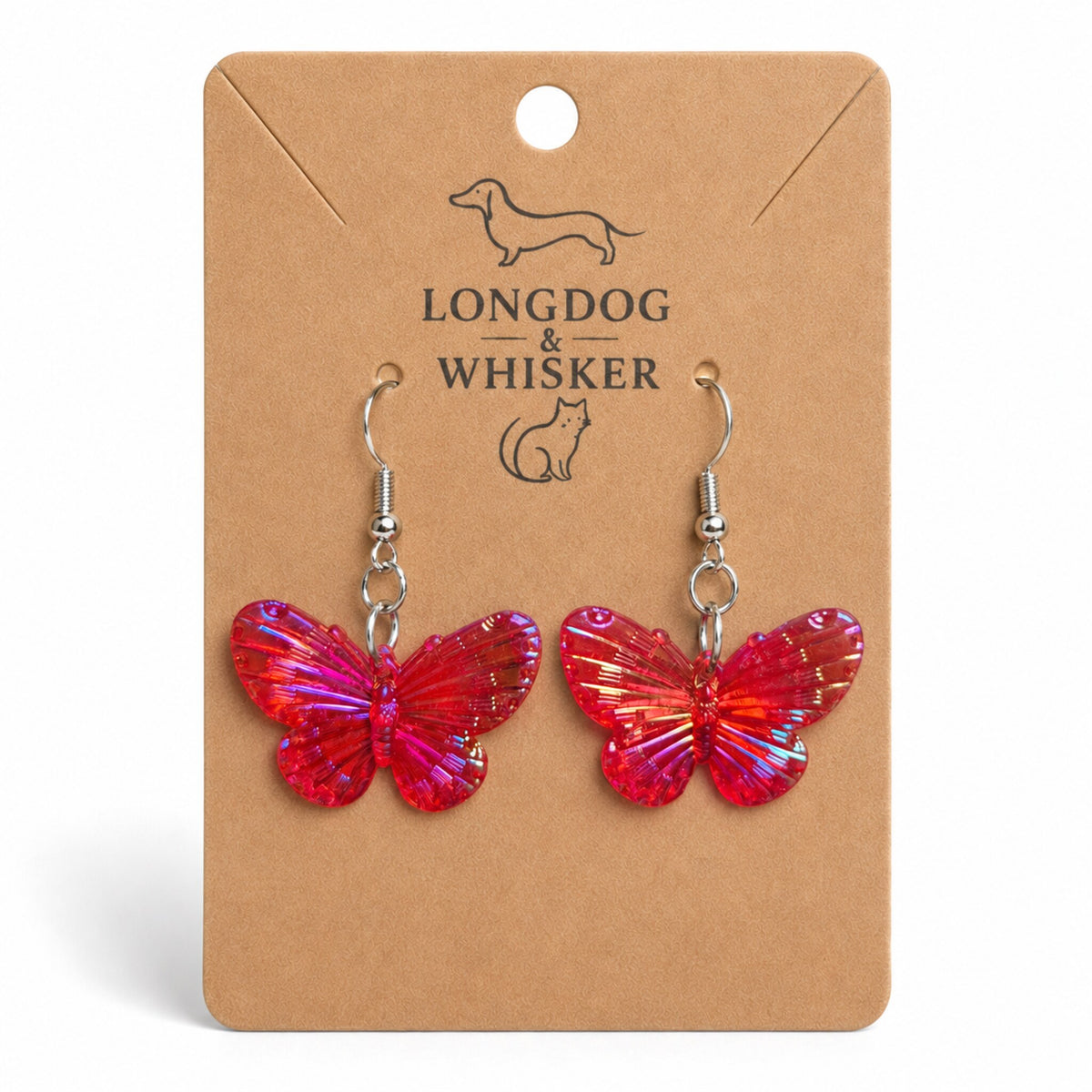 Aurora Butterfly Earrings - Red by Longdog & Whisker