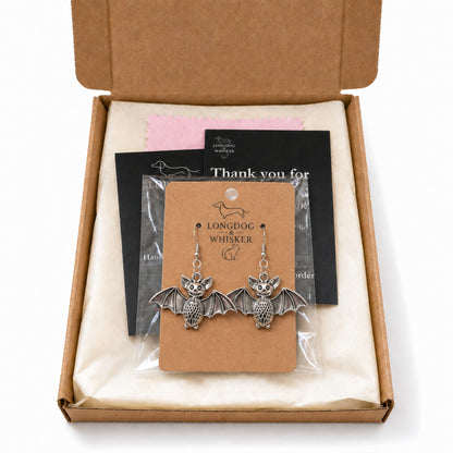 Smiley Bat Earrings with Longdog & Whisker packaging