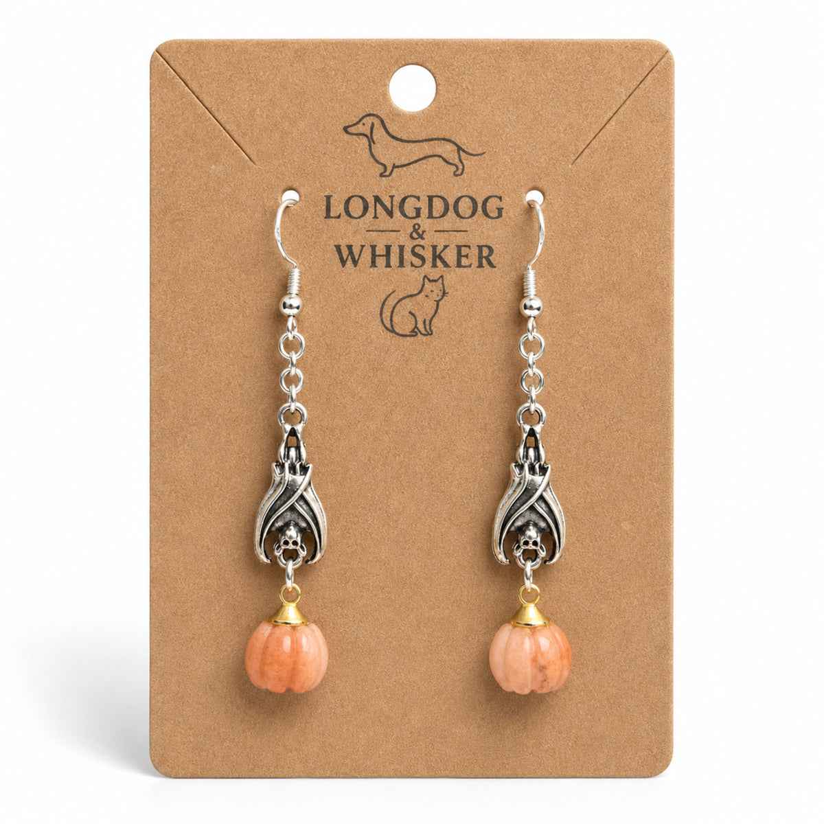Batty Pumpkin Earrings on Longdog & Whisker product card