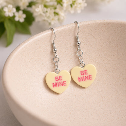 Be Mine Heart Earrings - Yellow displayed in a lifestyle product photo