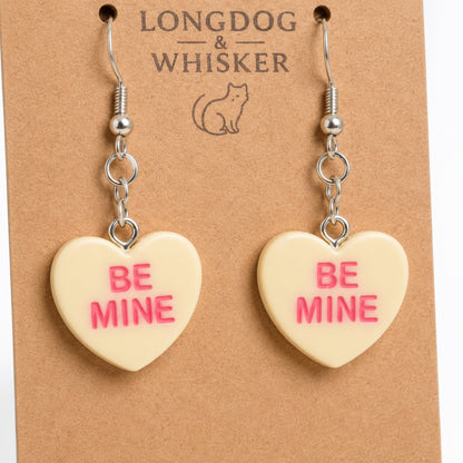 Close-up detail of Be Mine Heart Earrings - Yellow
