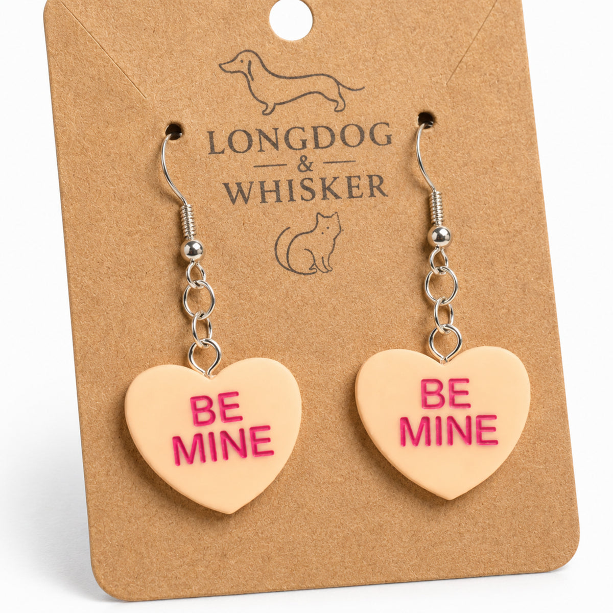 Close-up detail of Be Mine Heart Earrings - Orange