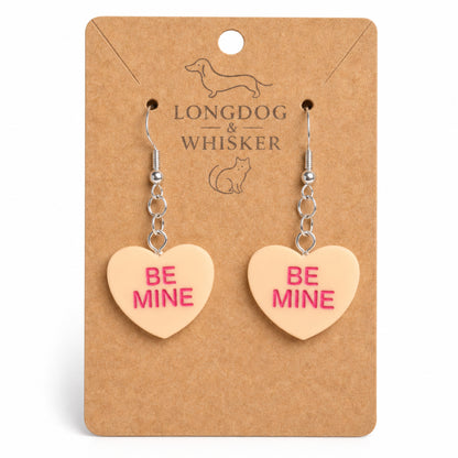 Be Mine Heart Earrings - Orange by Longdog & Whisker
