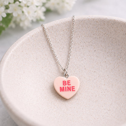 Be Mine Necklace - Peach displayed in a lifestyle product photo