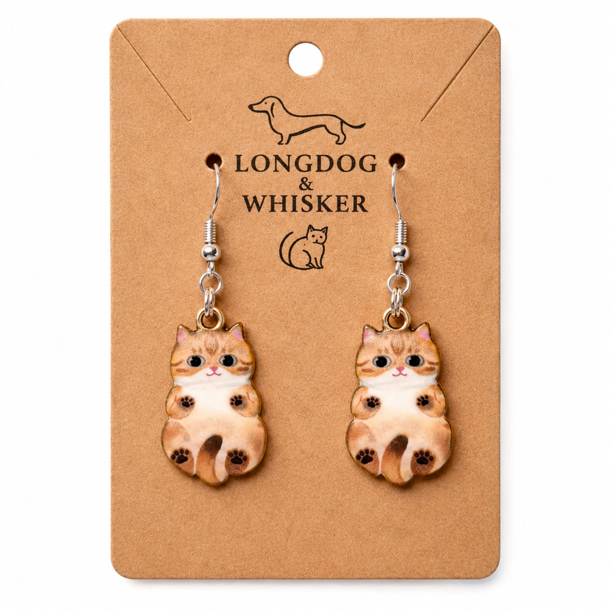 Belly Rub Cat Earrings - Tabby by Longdog & Whisker