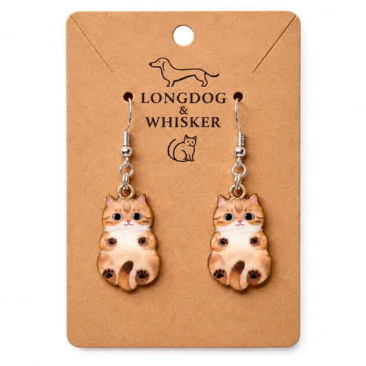 Belly Rub Cat Earrings - Tabby by Longdog & Whisker